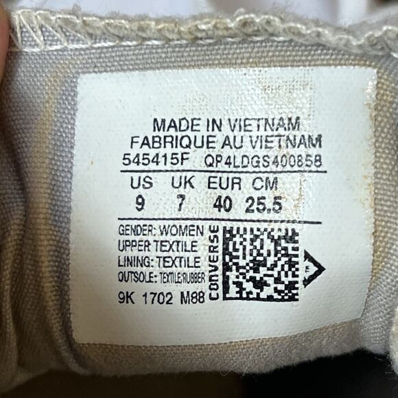 Converse All Star Slip On Light Gray Lace Canvas Shoes Womens Sz 9 Stretch Back - Picture 11 of 11